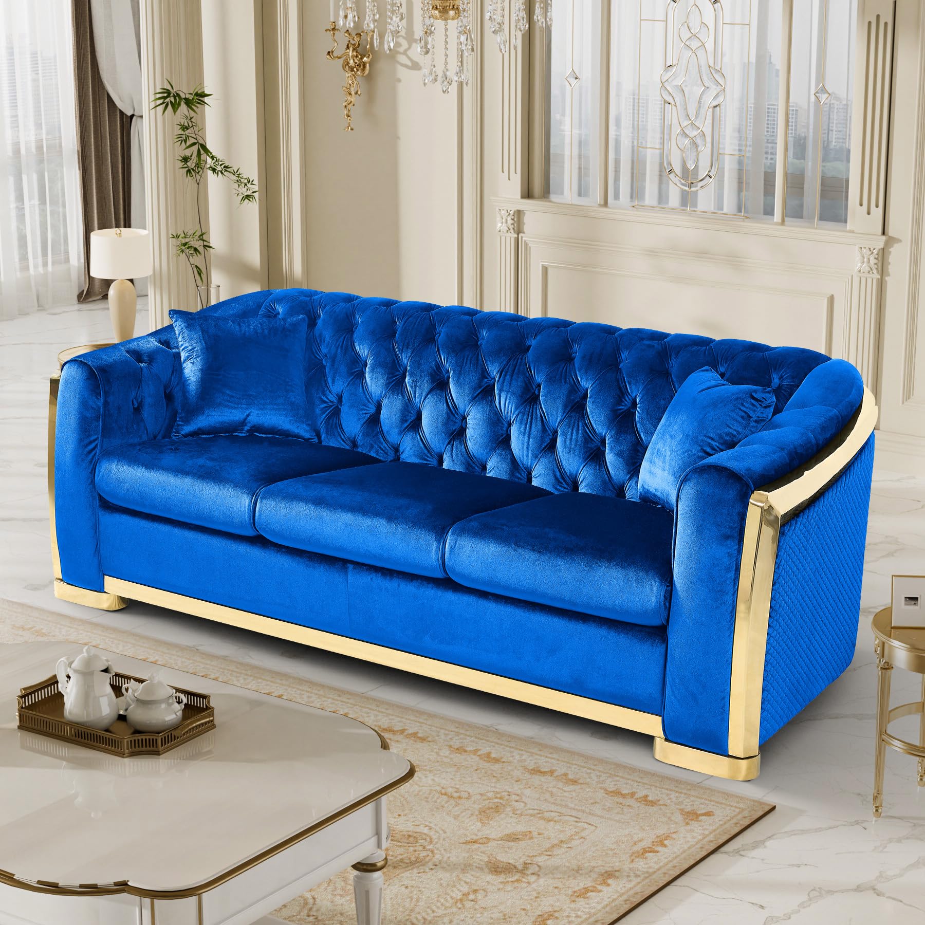 Nolohoo Navy Blue Chesterfield Sofa