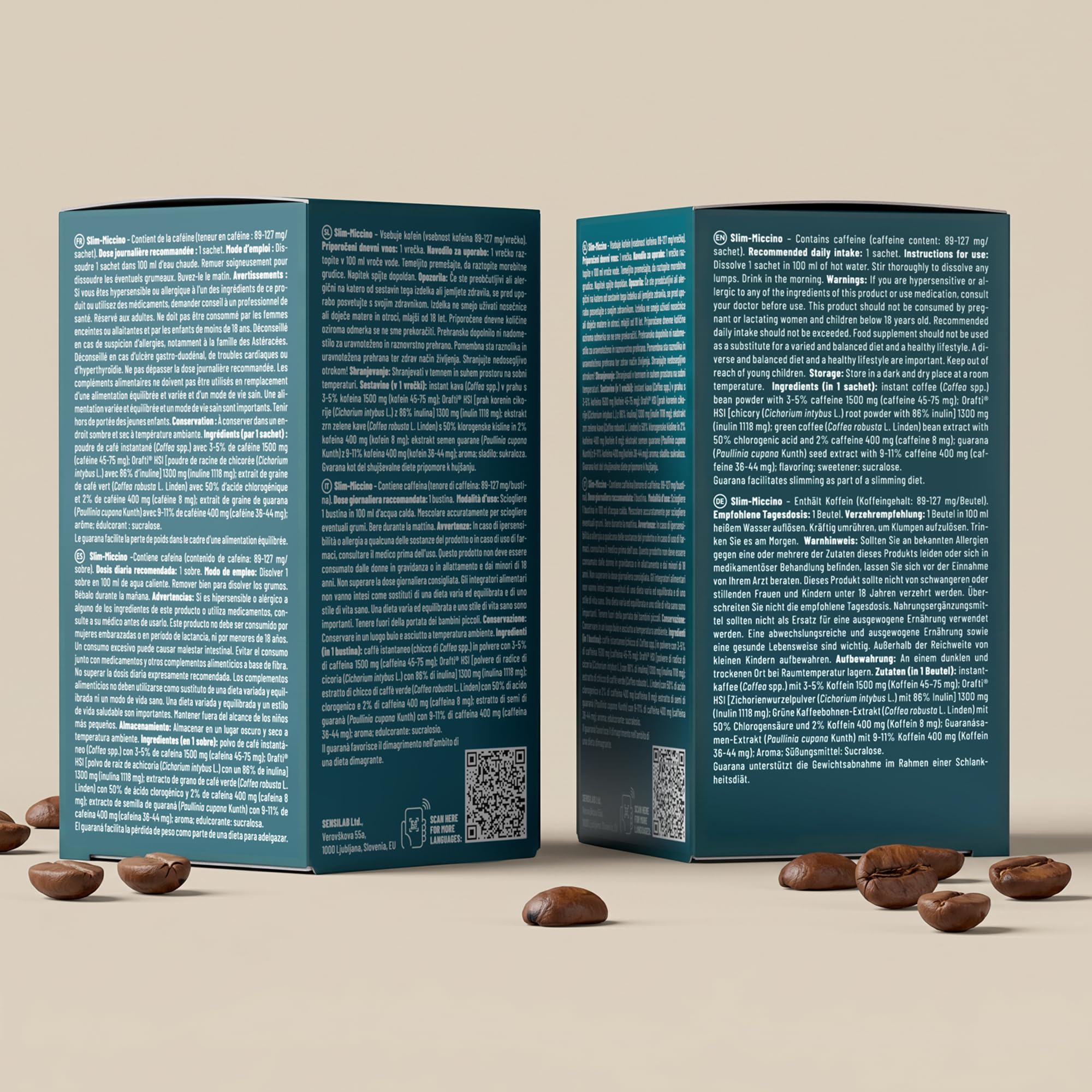Sensilab Slimmium SlimMiccino XXL, Termogenico, Pre-Workout, Caffè Solubile, Caffè Verde con Inulina e Guaranà, Bevanda alla Caffeina senza Zuccheri Aggiunti, Gusto Cappuccino, 30 Bustine