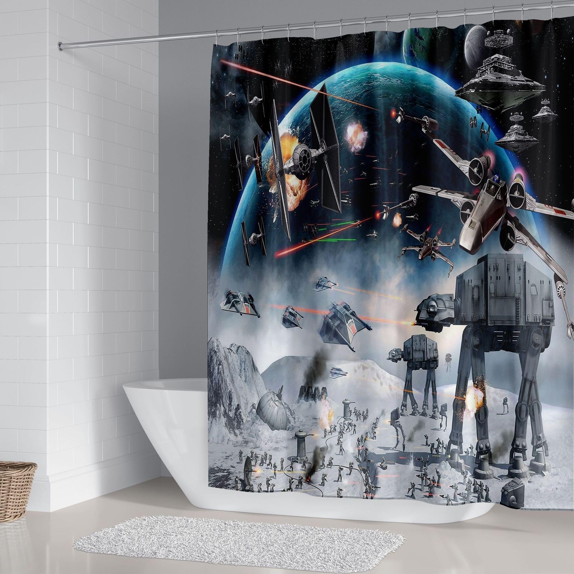 Rideau de Douche Space Wars, Impression numérique 3D, Ensemble de Rideaux de Douche Space Wars, Rideau de séparation de Salle de Bain(180 * 180CM)