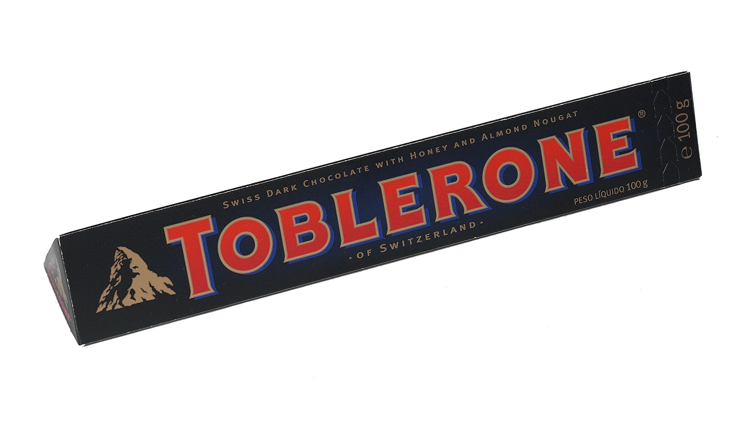 Toblerone dunkle Schokolade 5 x 100g, Feine Schweizer Zartbitterschokolade mit Honig- und Mandelnougat