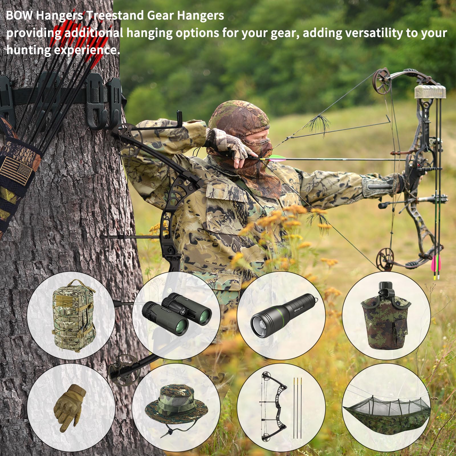 Treestand Cintres de sangle à crochets multiples pour équipement
