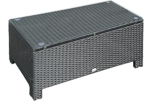 OUSUNNY PATIO FURNITURE WICKER PATIO COFFEE TABLE