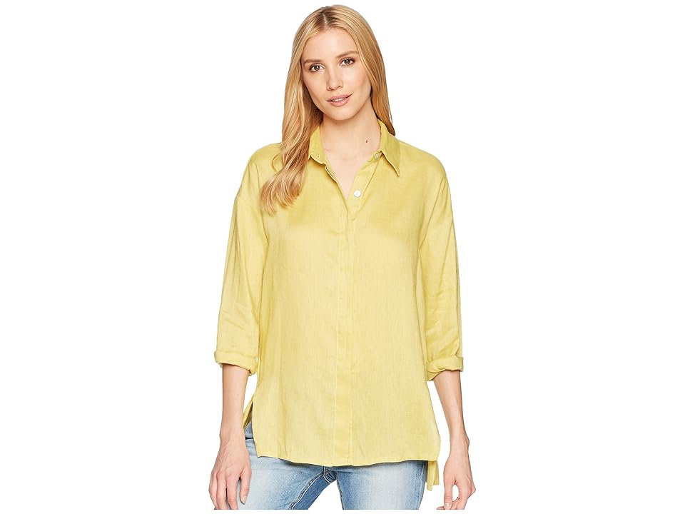 

Elliott Lauren Handkerchief Linen Shirt (Fern) Women's Long Sleeve Button Up