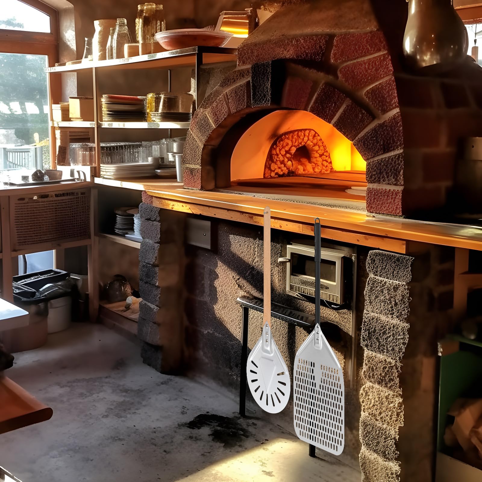 Pala per Pizza Forata, 12 Pollici Pala per Pizza Professionale, Pala per Pizza in Alluminio Anodizzato Duro con Manico Smontabile per Pizzas, Pane, Crostate Fatta in Casa