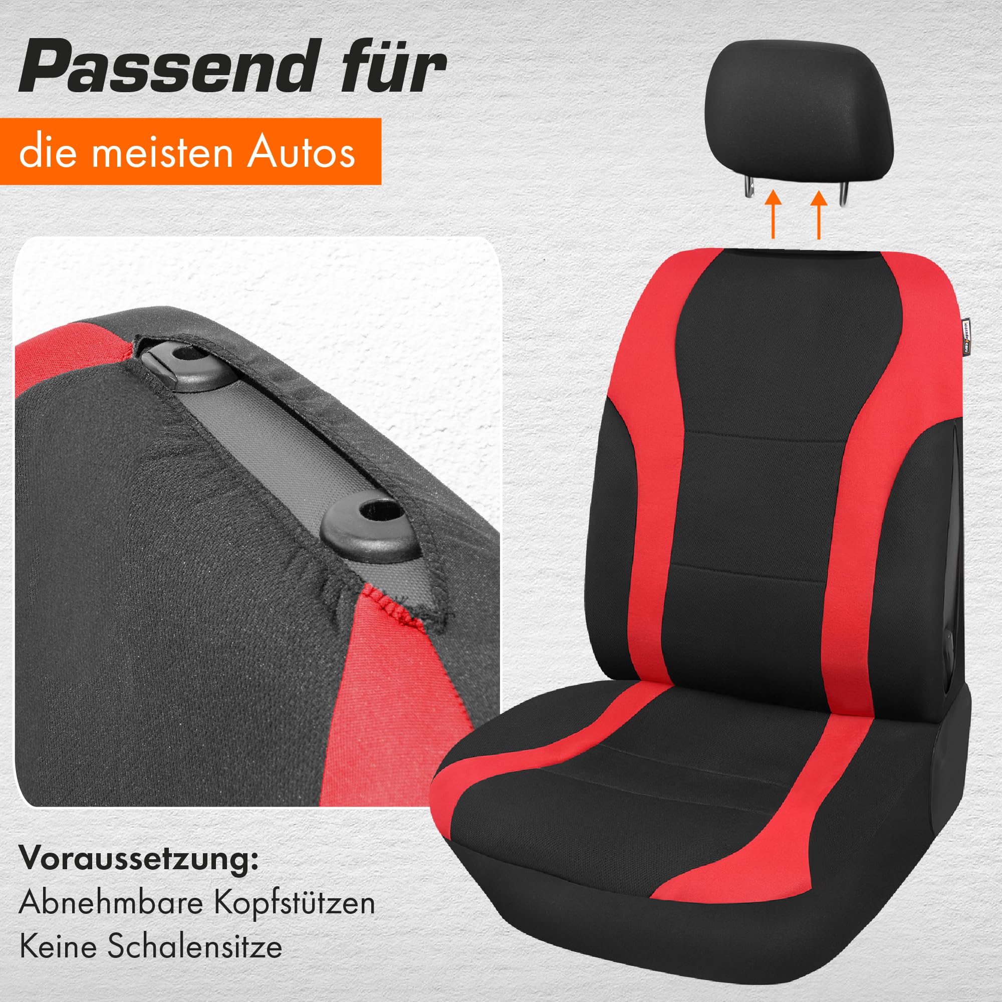 Upgrade4cars Autositzbezüge Set für die Vordersitze Rot | Auto-Schonbezüge Universal Schwarz Autositzbezug Sommer Winter | Autozubehör Innenraum | Geschenke für Frauen und Männer