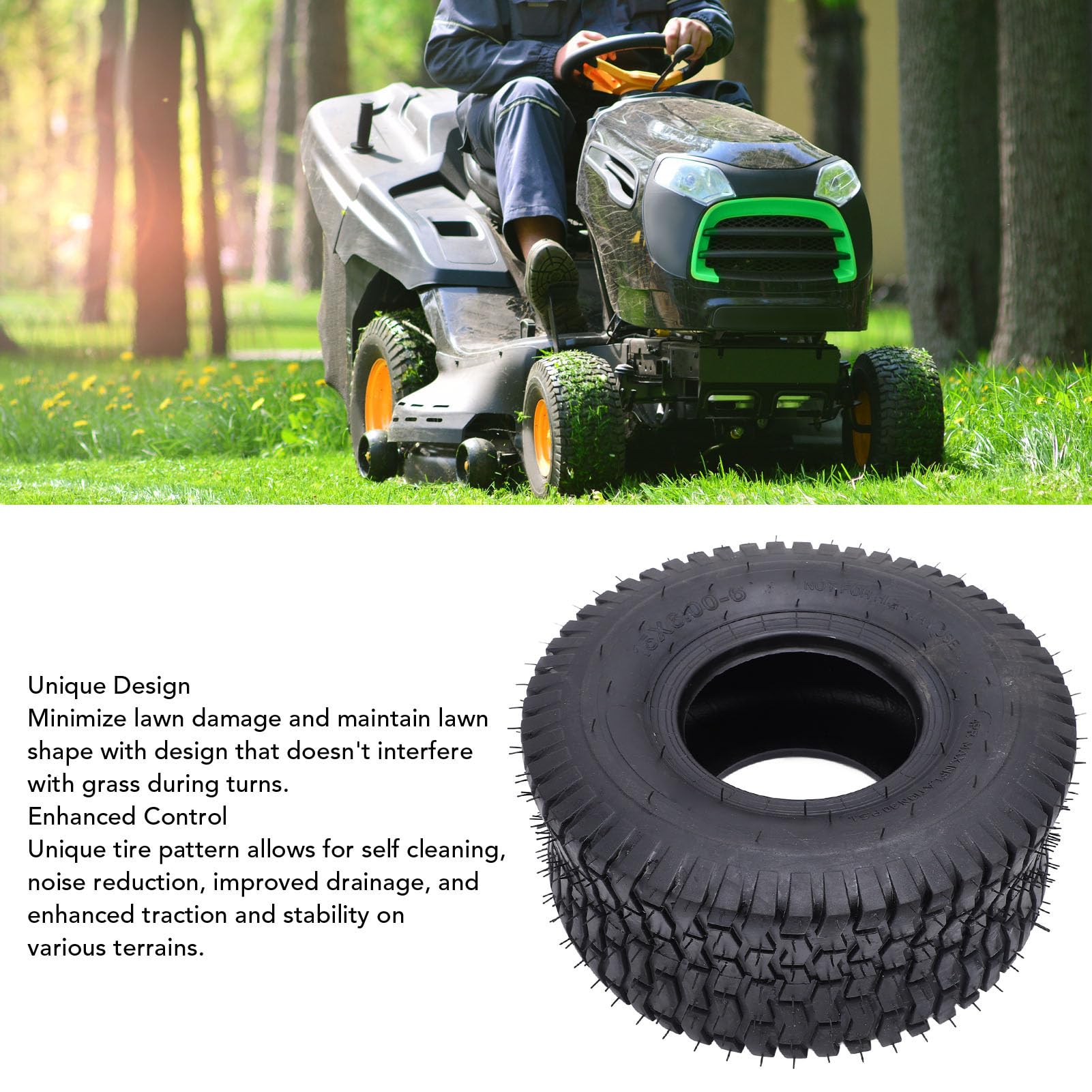 Pneumatico Tubeless 4 Strati Per Motocoltivatore - 15x600-6, Profilo Erba, Durevole