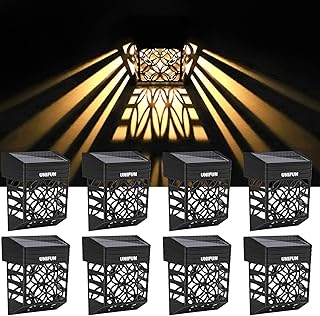 UNIFUN Solar Fence Lights, Solar Decorative Outdoor Garden Lights, Waterproof Wireless Outdoor Lights for Garden, Fence, Patio Use (8Pack)