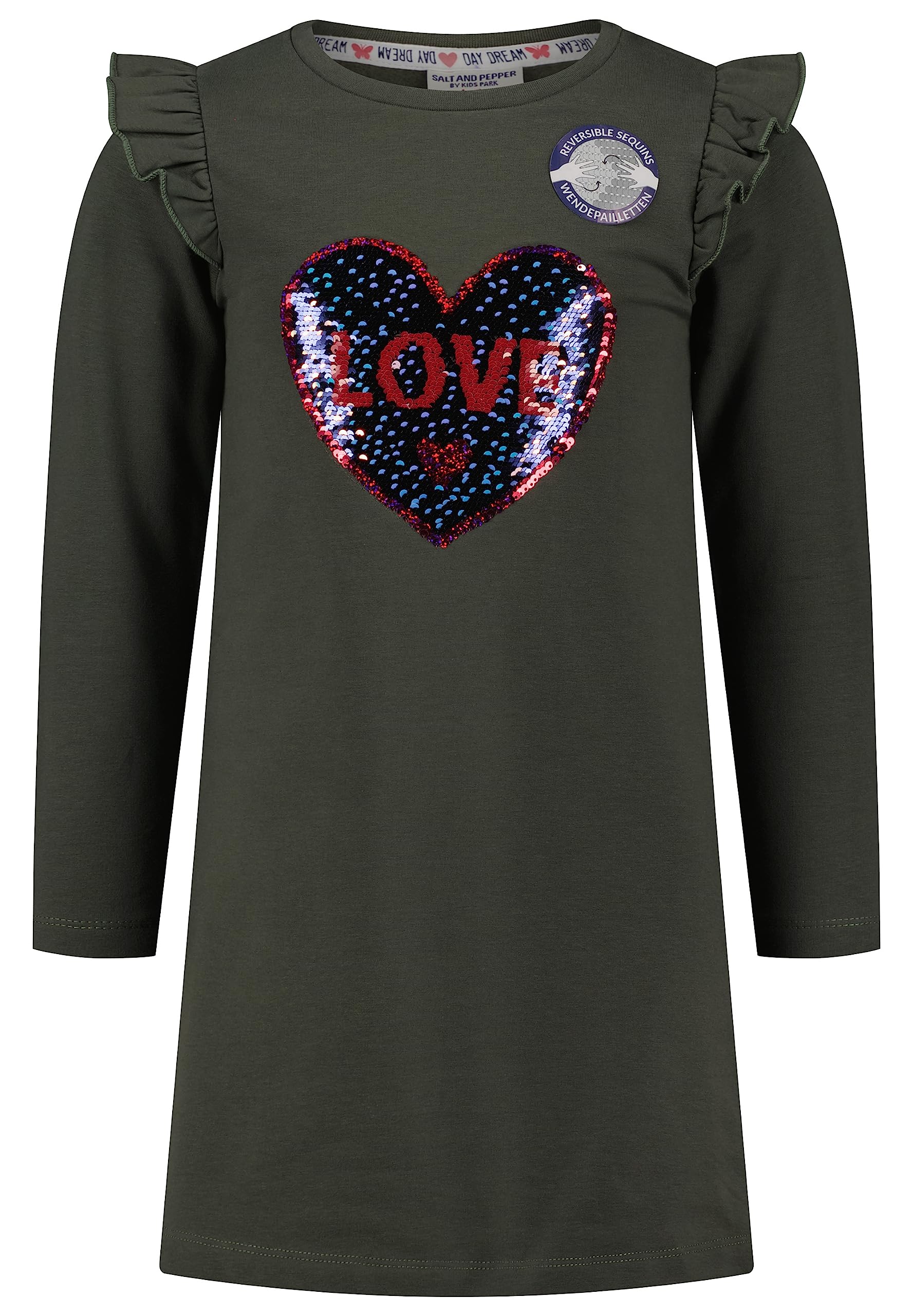 SALT AND PEPPER Mädchen Girls Dress Heart Rev. Sequins Kinderkleid