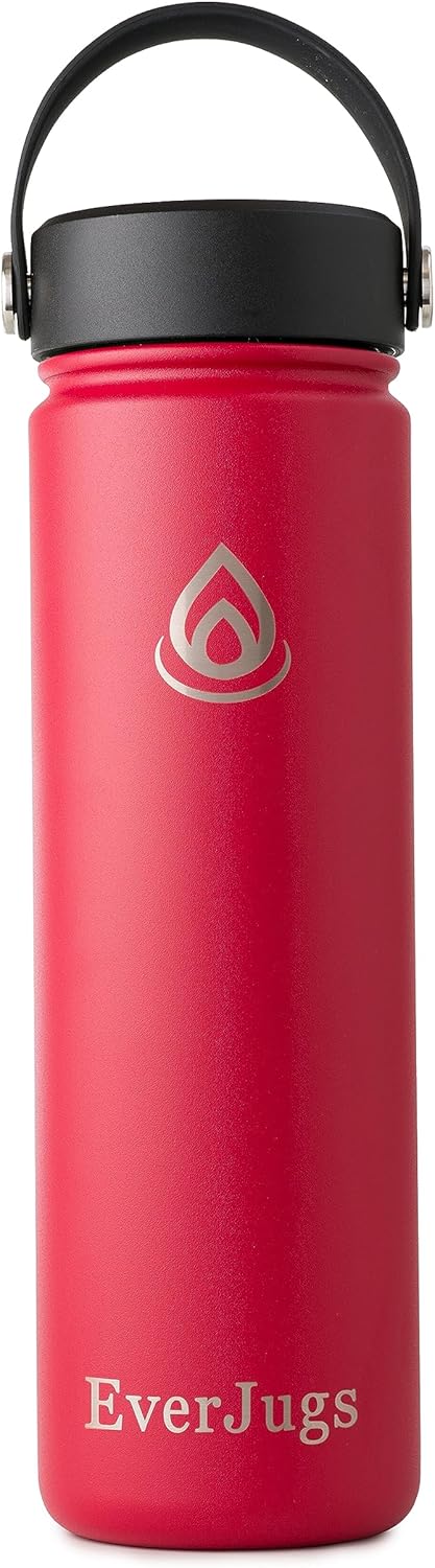 Water Bottle - 32 Oz, Wide Mouth, Premium Stainless Steel Bottle with Grip Cap, Double Walled Vacuum Insulated, Thermo Mug, Metal Flask, Leak Proof, Eco-Friendly