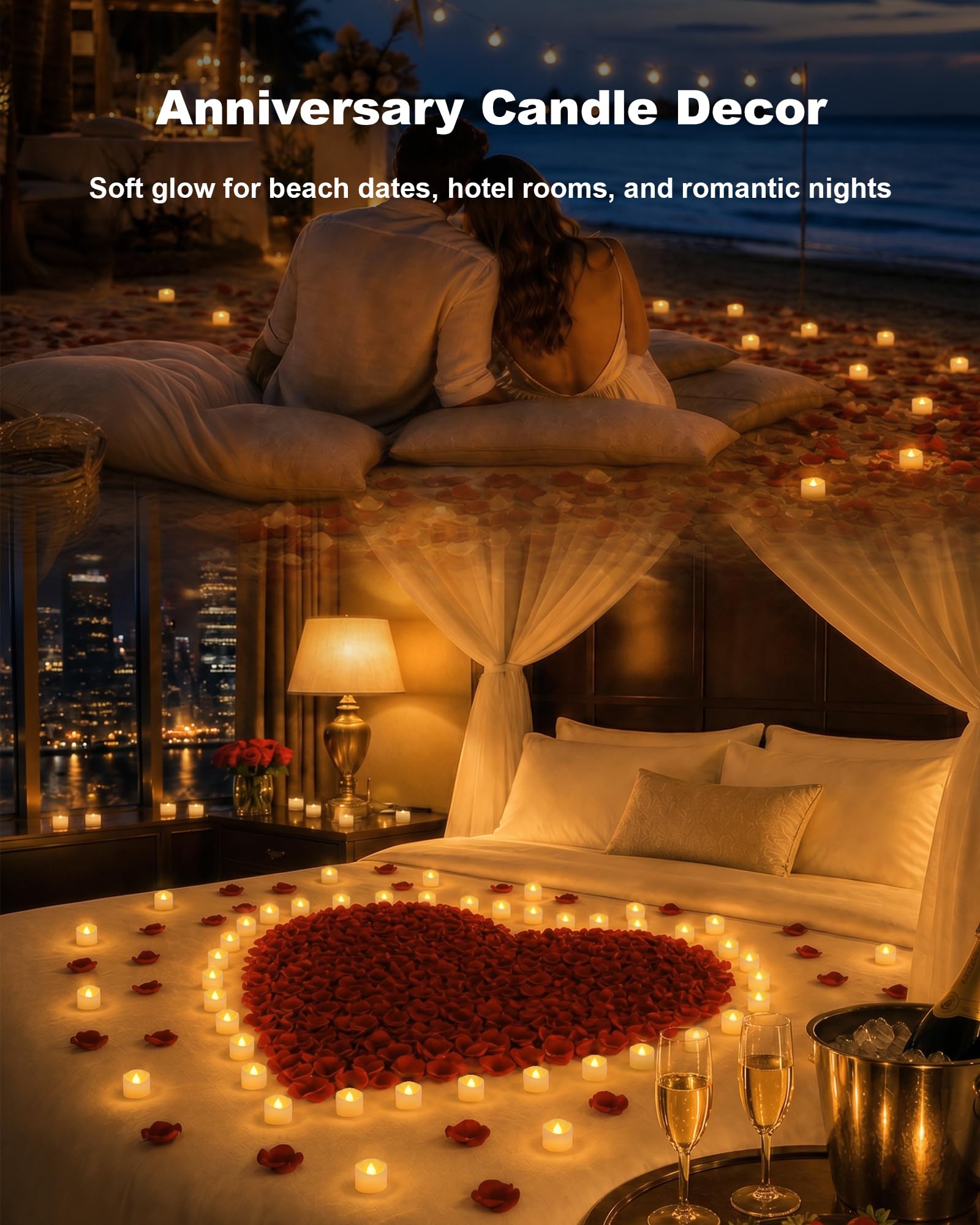 Homemory 24 lumini LED con timer remoto, 400+ore tremolanti senza fiamma, candele votive a batteria, per illuminazione da tavolo, centrotavola, decorazione per le vacanze