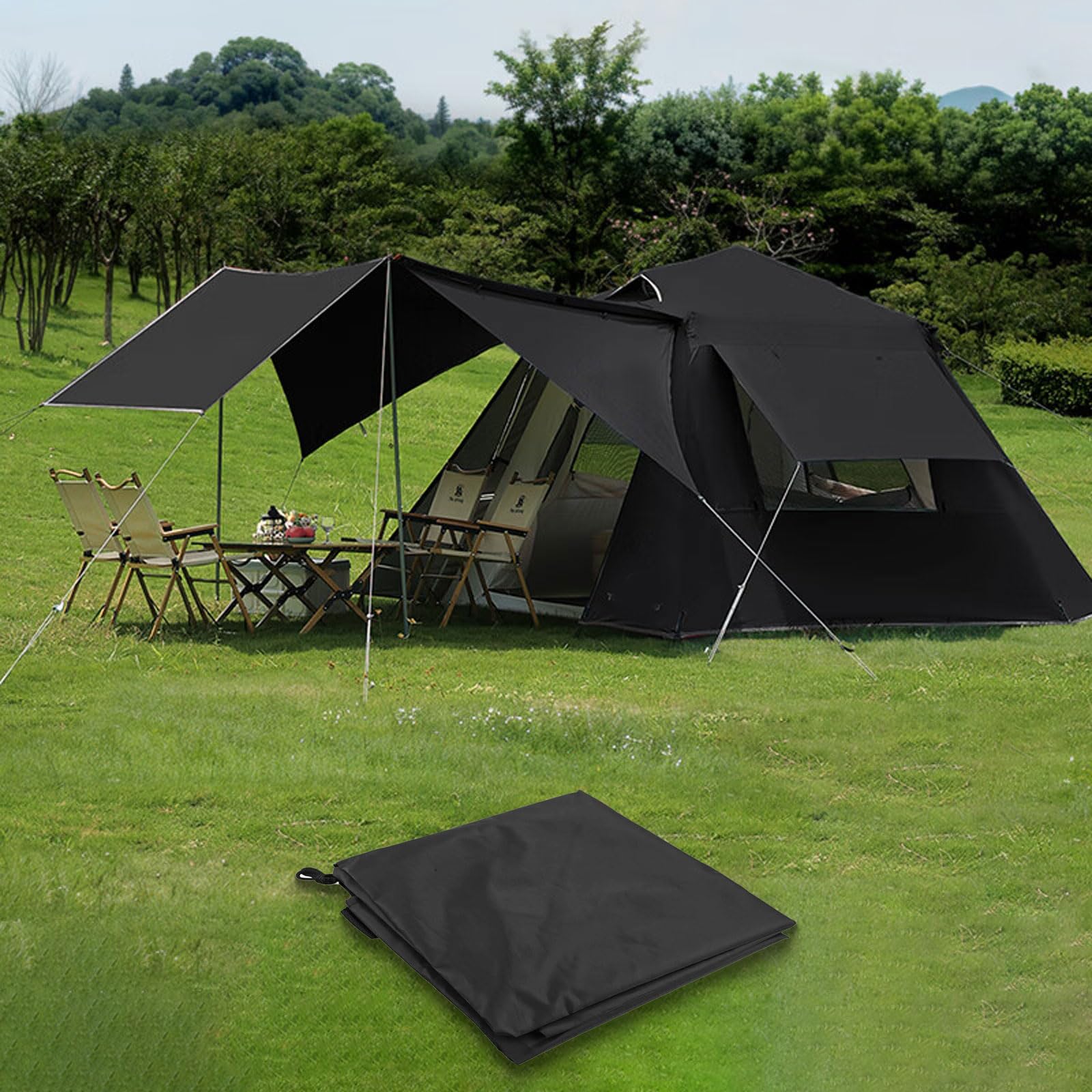 Bolsa de almacenamiento para tienda de campaña al aire libre, bolsa de lona impermeable con cuerda ajustable, doble asa para toldo de cenador, 3 x 3 m, 3 x 4,5 m, 3 x 6 m (S 140 x 34 x 34 cm)