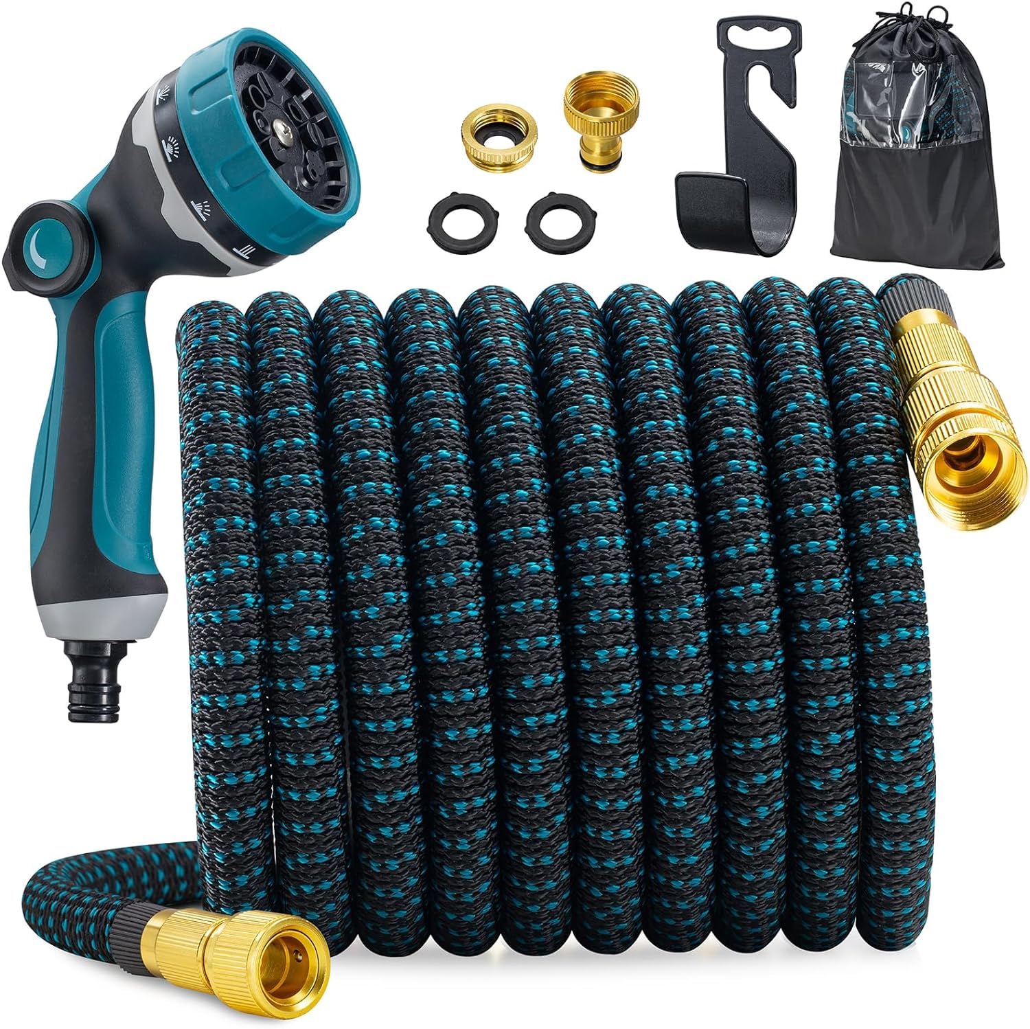 Gartenschlauch 30m Flexibel Wasserschlauch mit 10-Funktionen-Düse | Leichter Flexibler Schlauch mit 3/4 Zoll und 1/2 Zoll Massiven Anschlüssen und 3-Lagigem Latexkern – Amazon Angebot