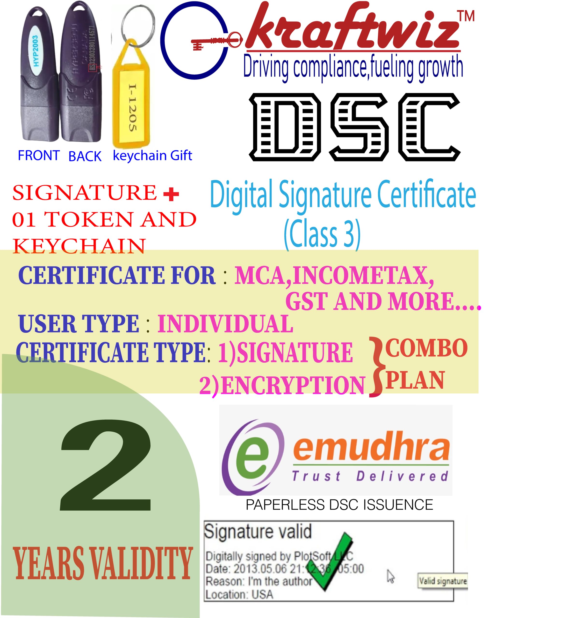 INDIVIDUAL COMBO- 2 YEAR'S VALIDITY- DIGITAL SIGNATURE(DSC), ENCRYPTED SIGN WITH TOKEN HYP2003- by KRAFTWIZ POWERED BY EMUDRA-image-32