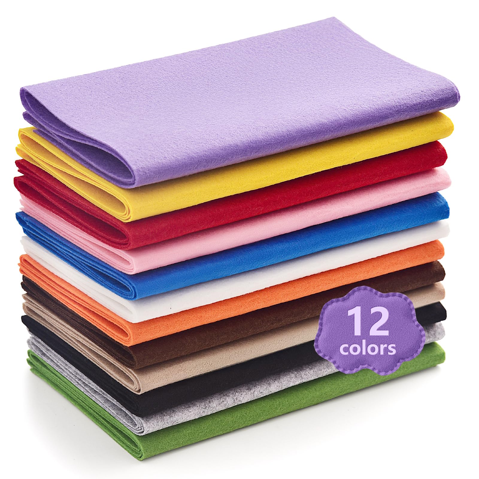 Large Stiff Felt Sheets Bundle Felt Fabric Sheets for Crafts 12 Rolls 8"x35" Soft Rainbow Color 12 Assorted Colors Felt Pack for Kids DIY Craft Sewing Squares Nonwoven Patchwork (Classic)