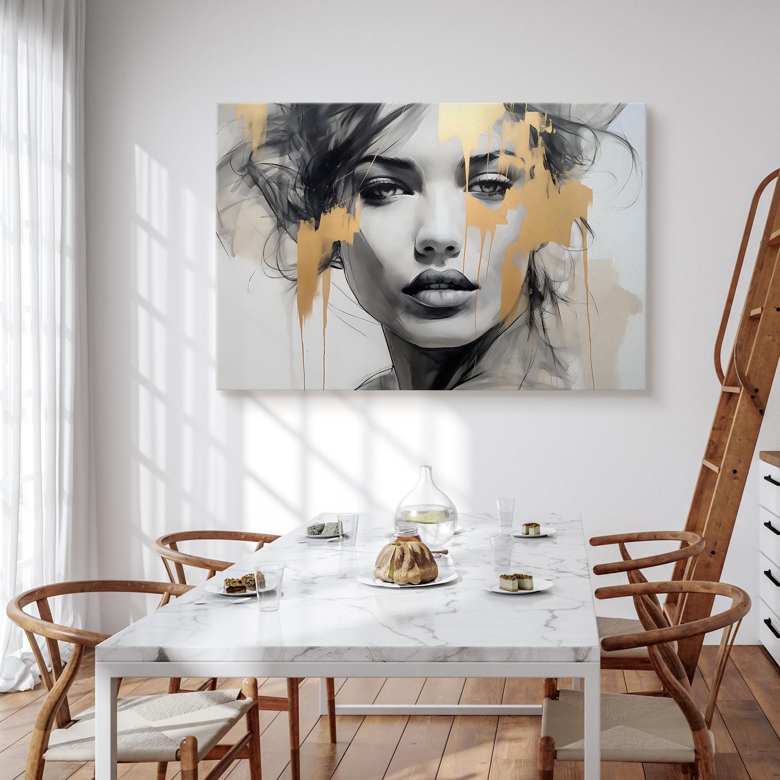 Muralo Wandbilder Portät Frau, Gesicht, Haare Kunstdruck - 120x80 cm