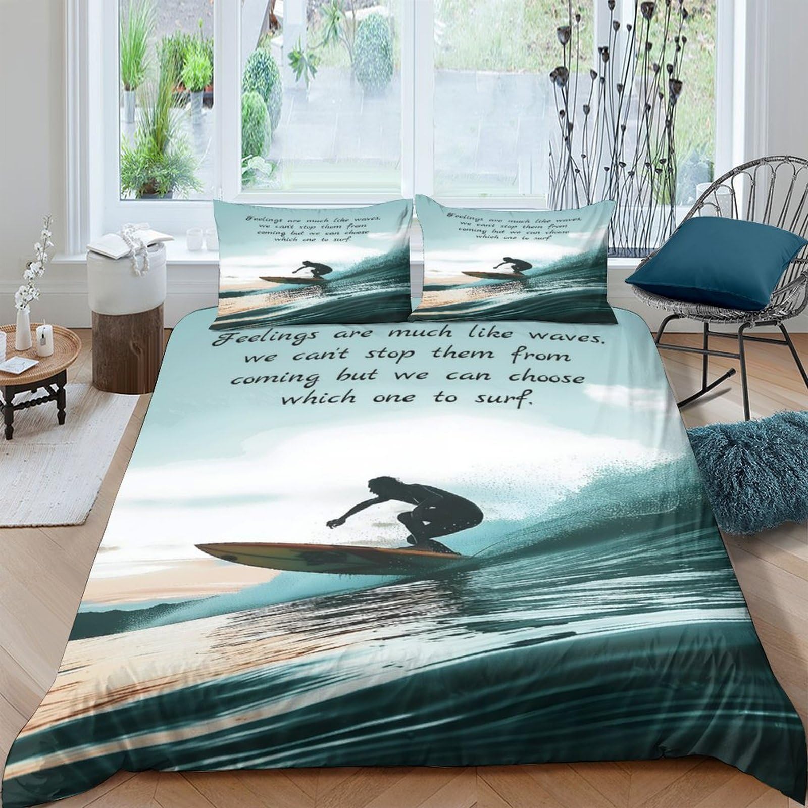 Ctjqhvkz Style-5 3D Printed Surfer Ocean Wave Fitted Sheet Microfiber Soft Mattress Cover Slip Resistant Bedroom Decor Washable Single（135X200cm）