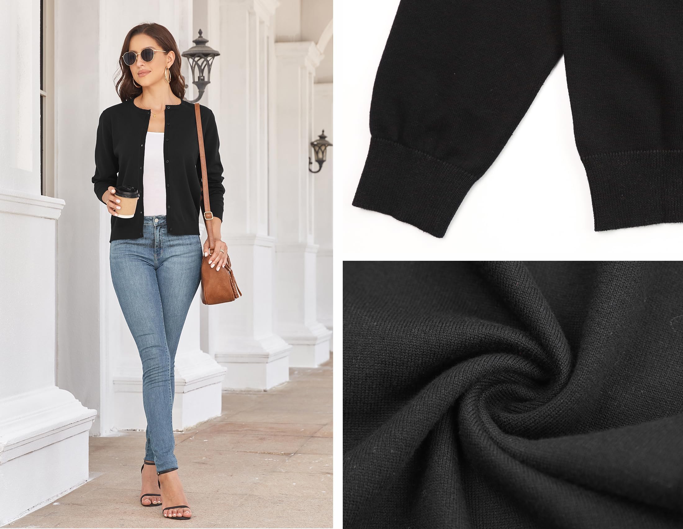 Cardigan Donna Maglia con Bottoni Golfino Girocollo Elegante