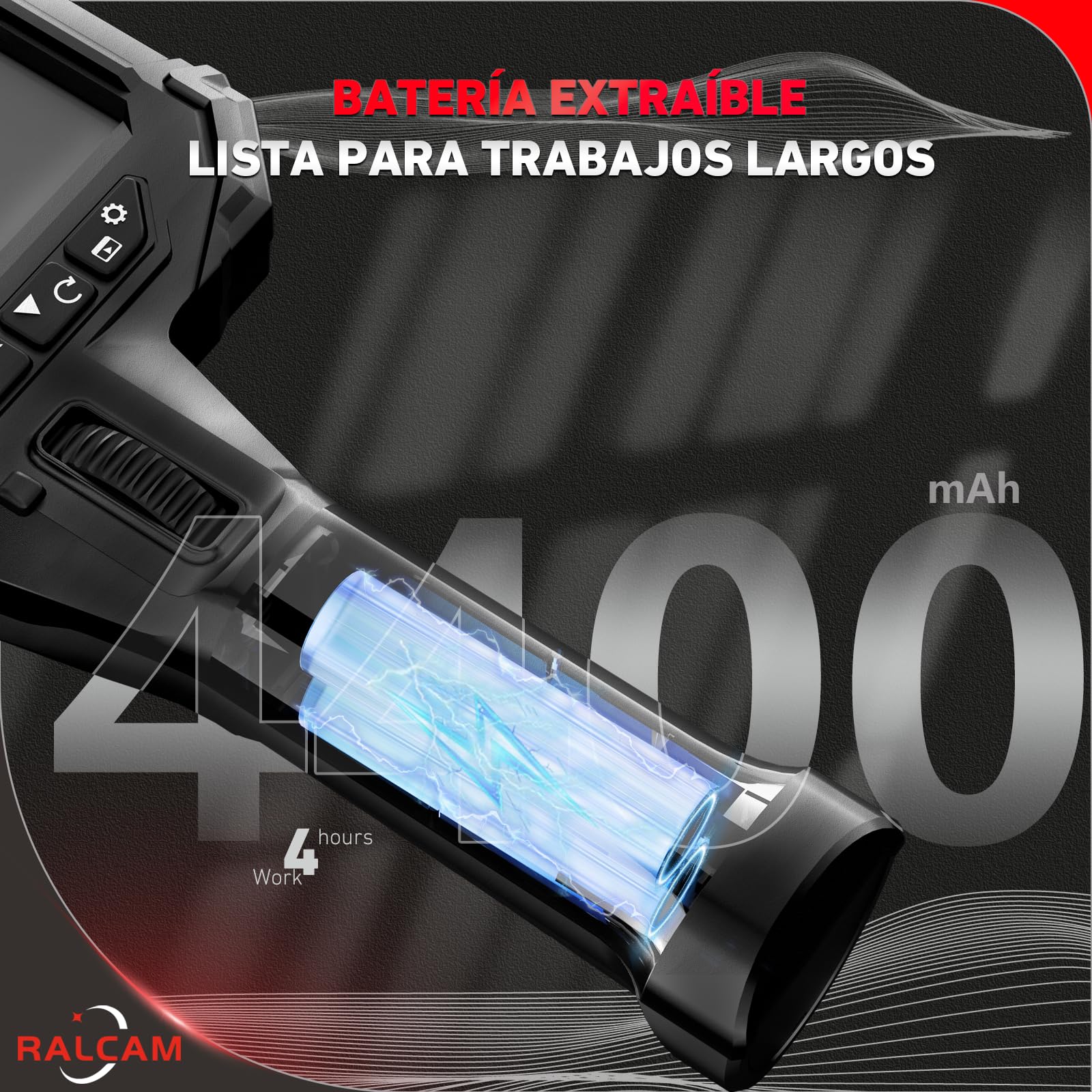 Ralcam Cámara endoscopio con luz, cámara endoscopio con Cabeza móvil de 210°, sonda de 5,5 mm, Pantalla HD de 5 Pulgadas, cámara de inspección IP67, Tubo de Manguera elástica de 1,5 m, cámara de Tubo