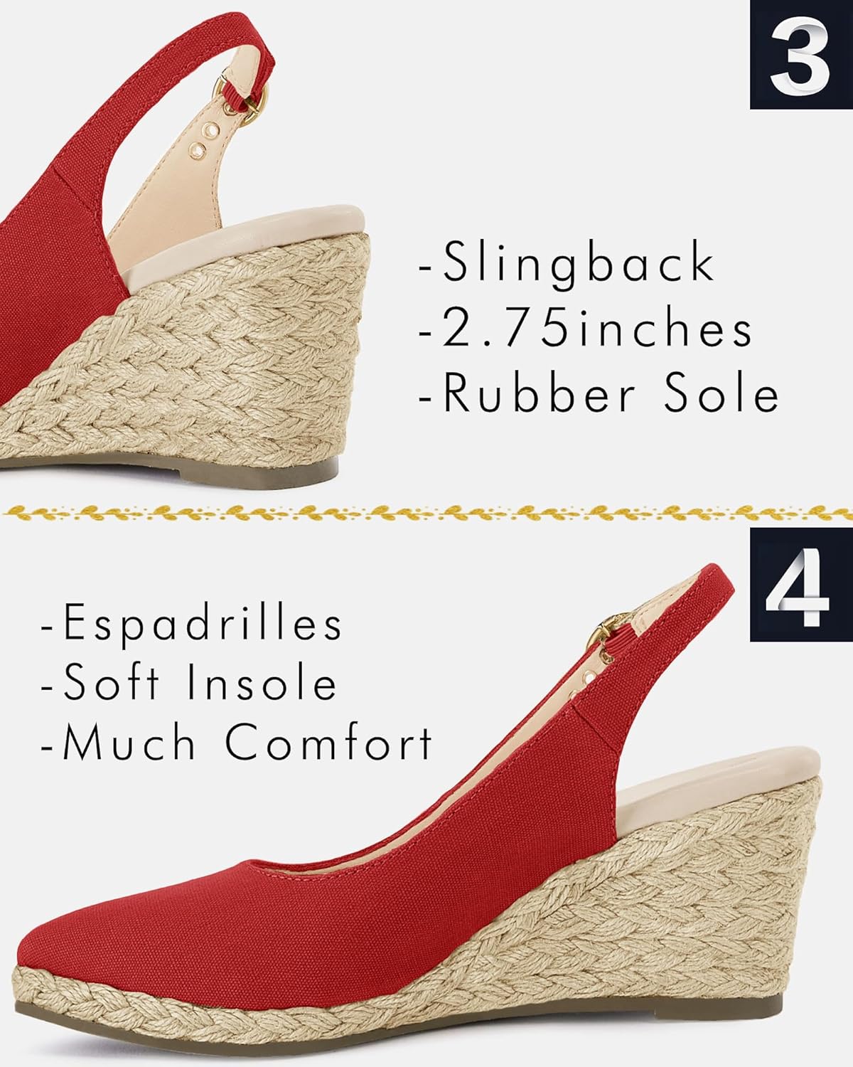 Juliet Holy Womens Wedge Sandals Espadrilles Closed Toe Slingback Buckle Strap Comfortable Casual Summer Wedges Shoes - Image 5