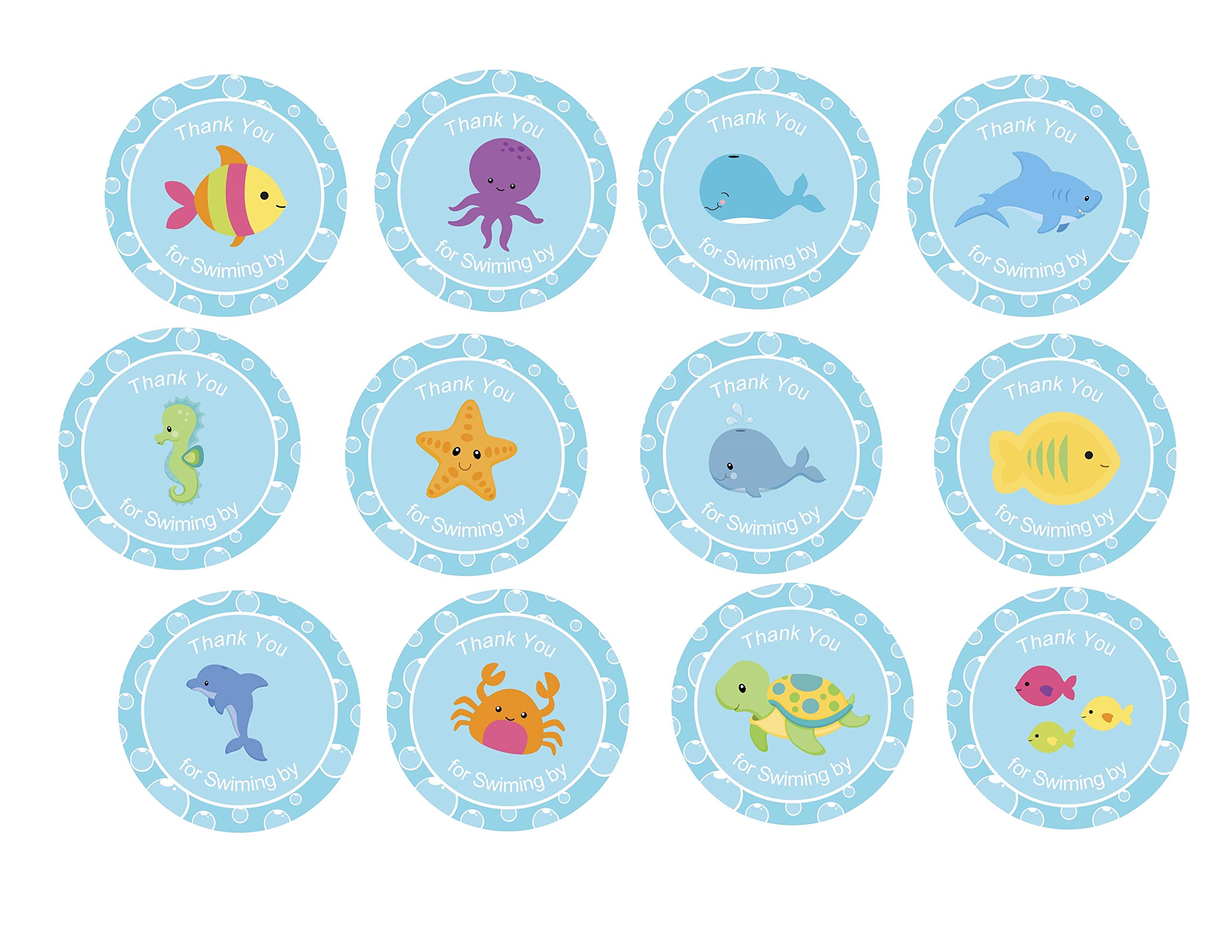 Buy Under the Sea Animals Thank You Stickers 24PCS, Favor Tags Baby