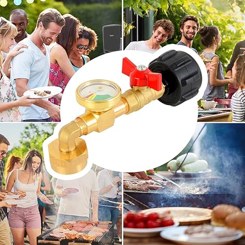 Miniatura 7 de Rdutuok QCC1 Adaptador de codo de repuesto de propano con válvula de encendido y apagado y adaptador de presión de repuesto de propano de 90 grados