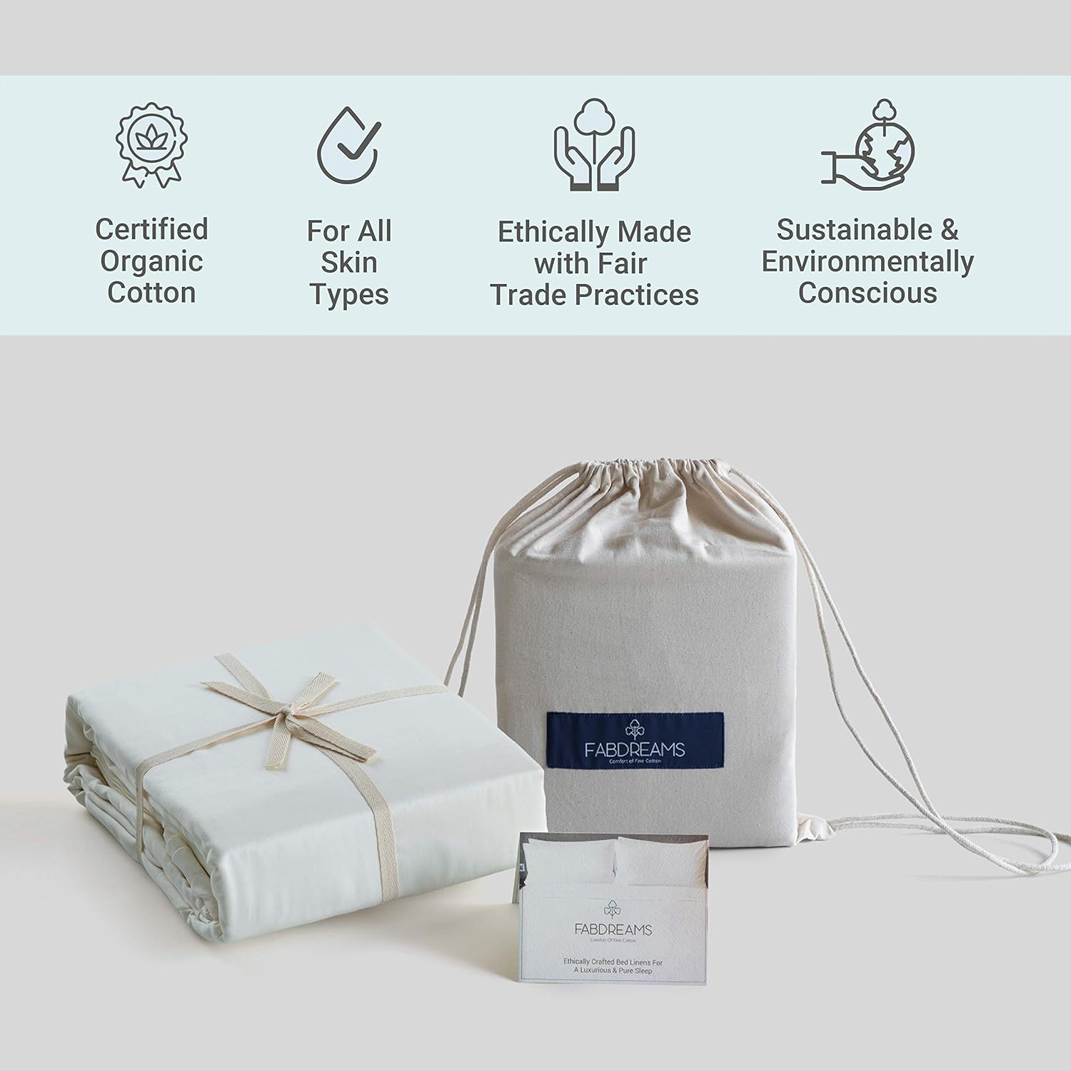 Fabdreams 100% Organic Cotton Queen Sheet Set | 400 Thread Count | Luxury Hotel Collection |GOTS Certified Premium Long Staple Cotton|Elasticised 17" Deep Pockets|Smoother Than Egyptian Cotton|Ivory - Image 4