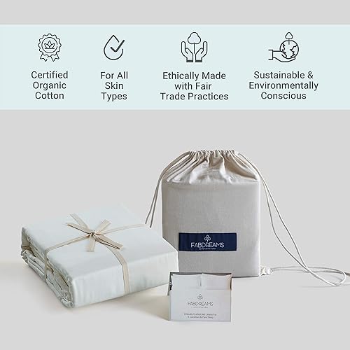 Miniatura 4 de Fabdreams - Juego de sábanas, 100 % algodón orgánico, tejido de satén, 4 piezas, 400 hilos, certificado GOTS, suave y sedoso, brillante, acabado de