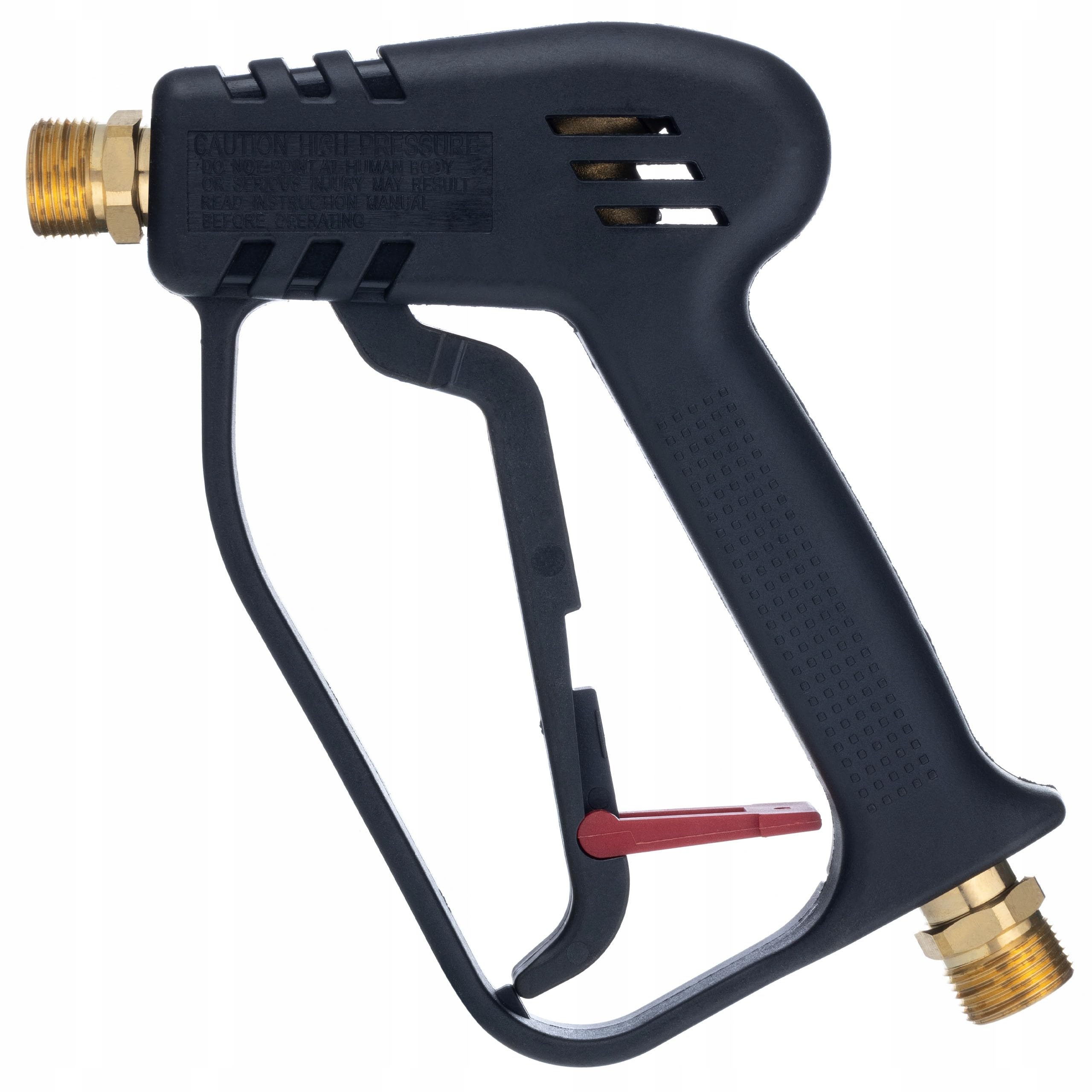 Lanza de alta presión con pistola y boquilla plana de acero inoxidable M22 x 1,5 – Profesional, mango recubierto de plástico, compatible con Kärcher HD/HDS, tecnología hidrodyanmic