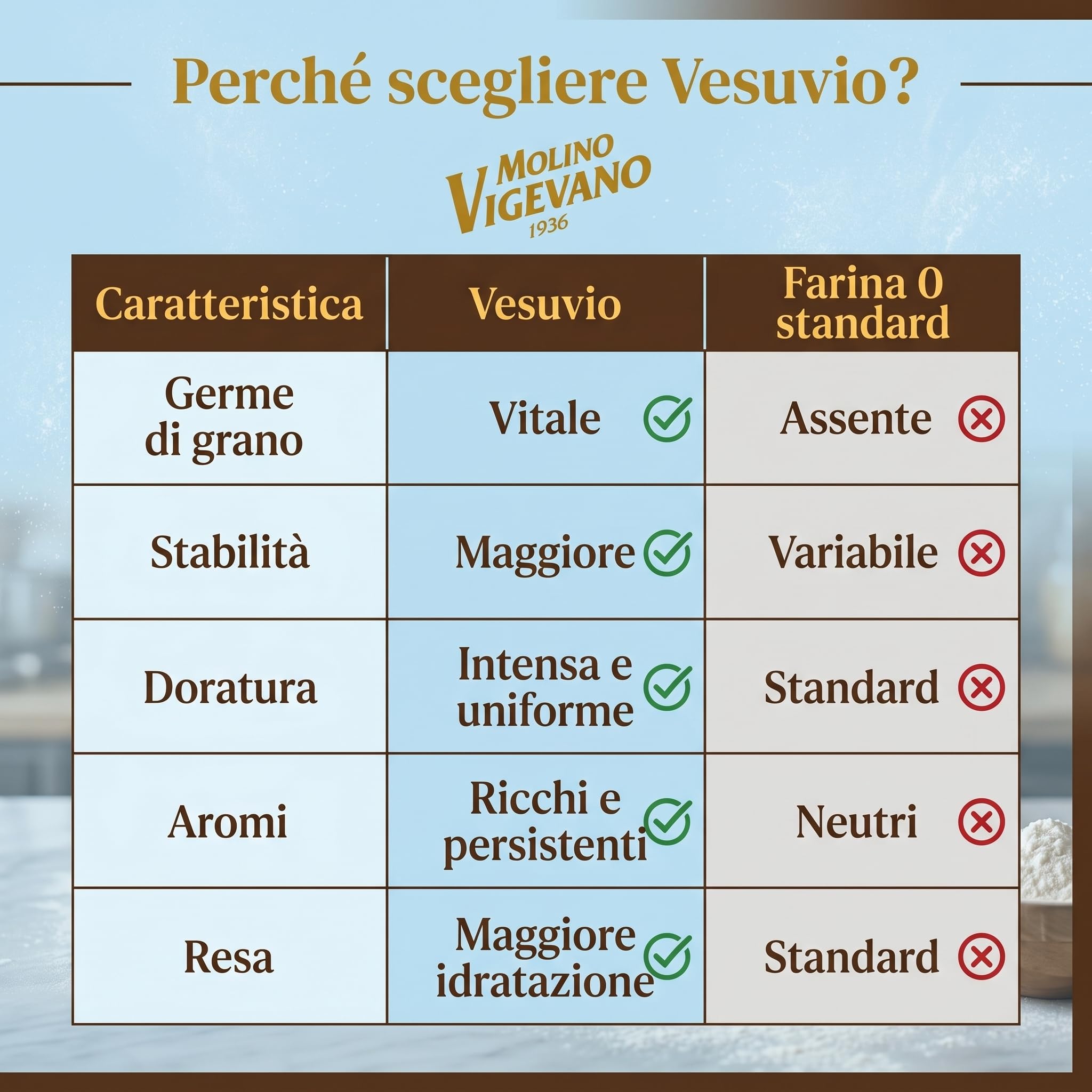 Molino Vigevano | Vesuvio Farina 0 Ideale per Pizza e Preparazioni a Media Lievitazione e Pizza Napoletana Contemporanea (10 kg)