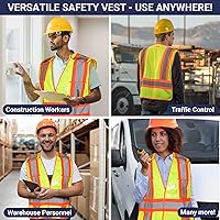 Vista 7 de Dasher Products Chaleco de seguridad de alta visibilidad, ANSI Clase 2 con 5 bolsillos, Hi Vis, paquete de 3, Amarillo