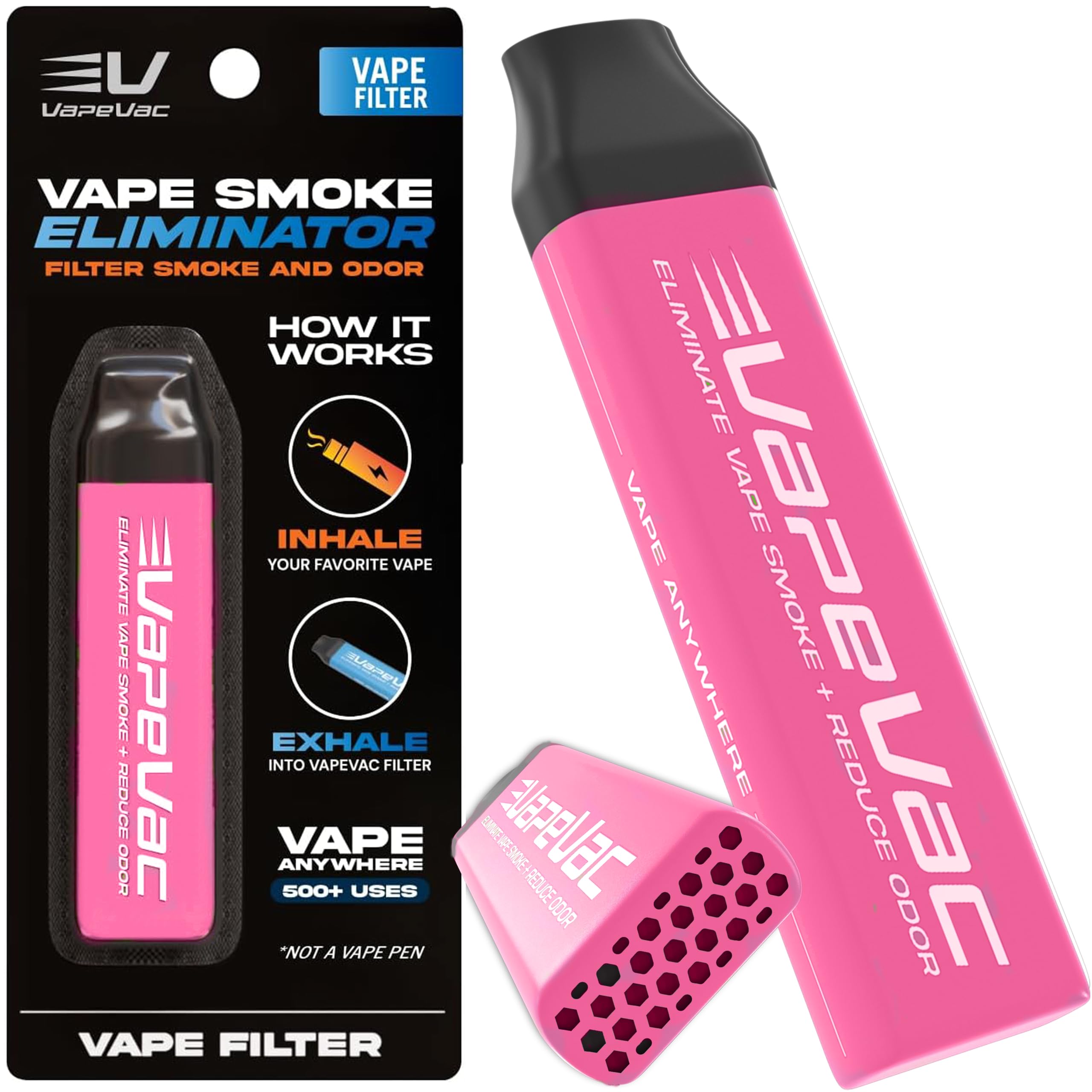 VapeVac(Registered Brand) – Pocket-Sized Personal Air Filter for Discreet Output Reduction | Minimizes Odor, Keeps Air Fresh | Not an Emission Device – 500+ Uses