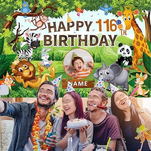 Vista 36 de Cartel personalizado de decoración de cumpleaños número 116 con temática de castillo y princesa, pancarta de tela personalizada para suministros