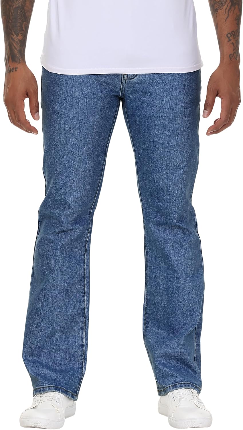 Men's Stretch Regular Fit Bootcut Flared Jeans Cotton Fashion Comfort Flex Waist Denim Pants - Image 4