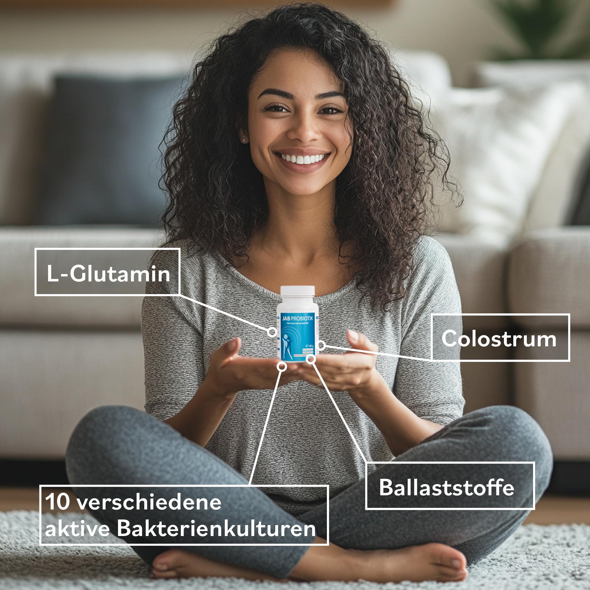 JAB Probiotik - Nahrungsergänzung mit 10 Bakterienkulturen - 60 g Pulver