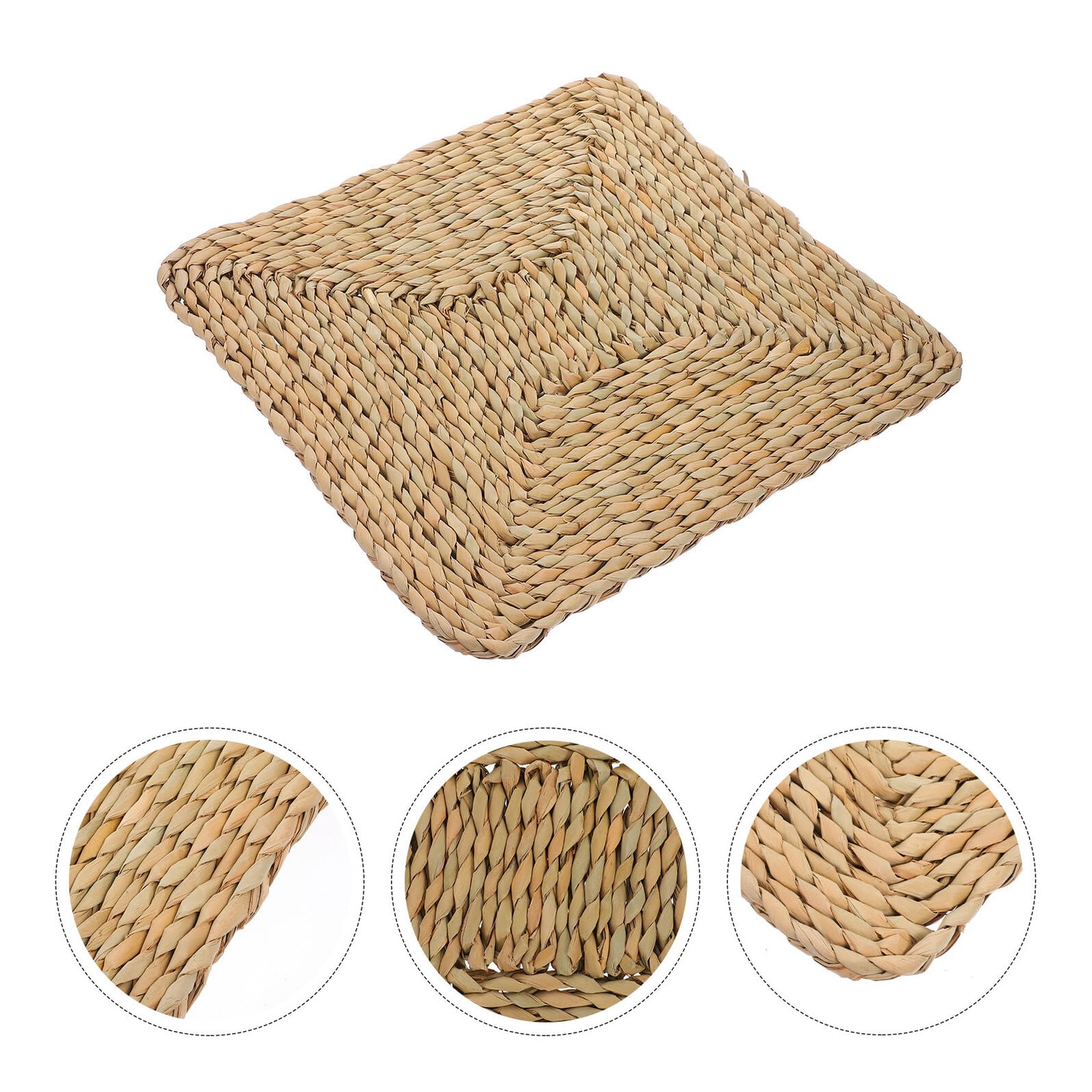 Cuscino Quadrato Intrecciato in Paglia per Yoga Tocco Confortevole e Lavorazione di Adatto per Sala da Pranzo e Uso Domestico