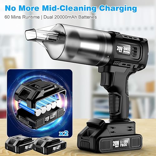 Miniatura 3 de Aspiradora de mano sin cable - 35000 PA fuerte succión para automóvil y hogar, aspiradora de automóvil portátil recargable ligera para pelo de