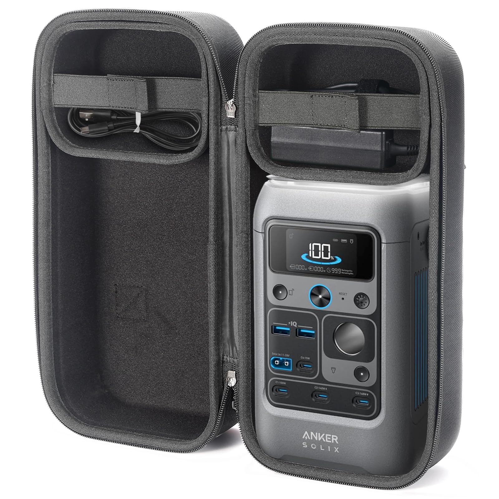 RAIACE Hard Storage Case Compatible with Anker SOLIX C300 DC Power Bank Station, Protective Carrying Bag. (case only)-Black