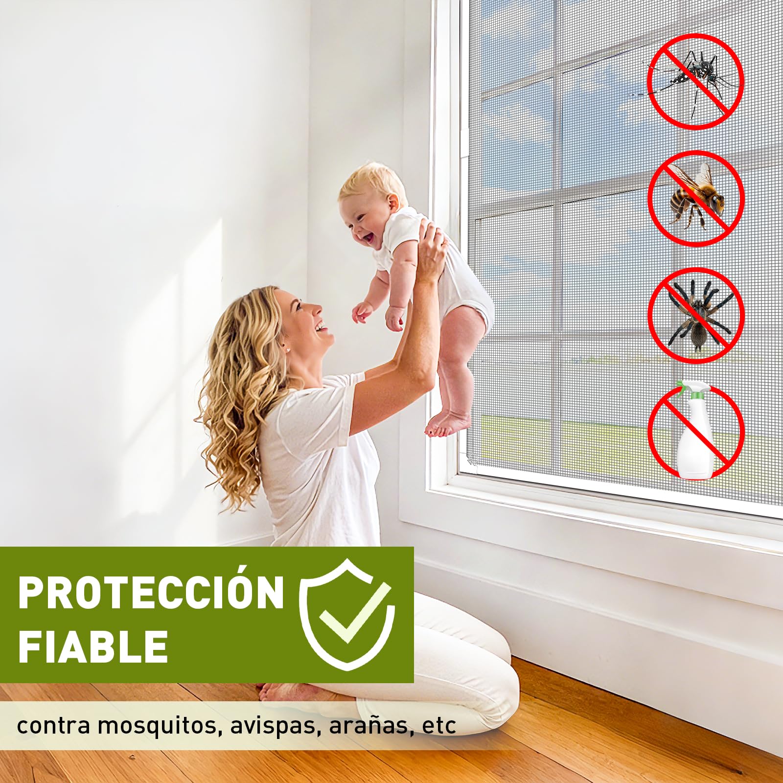 Mosquitera Magnética para Ventanas, 120x130 cm Fibra de Vidrio Resistente, DIY Ajustable Fácil Instalación sin Taladrar, Protección Antimosquitos, Mosquitera Magnética para Ventanas Correderas