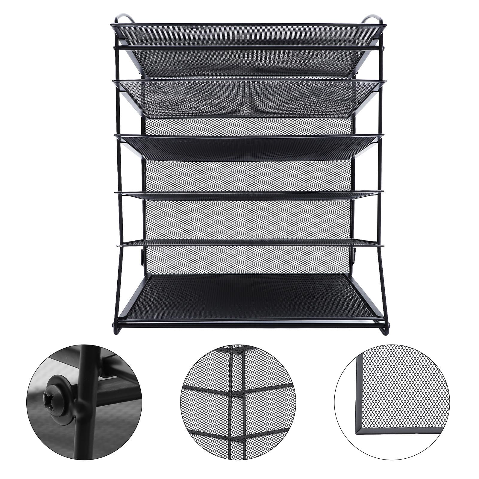 YARNOW Organisateur de Bureau en Fer Noir Multi-étages pour Rangement Documents et Livres Design Moderne, Maison Travail