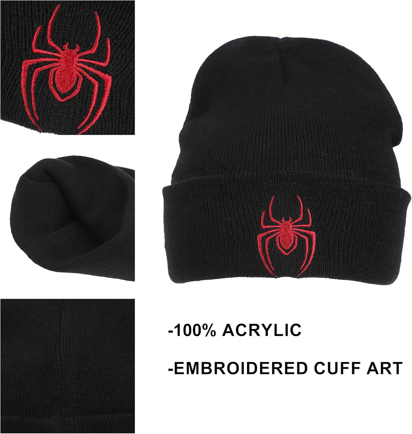 Miles Morales Game Miles Morales Spider Logo Embroidery Acrylic Knit Standard Cuff Beanie - Image 2