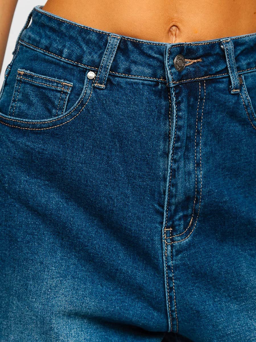 BOLF Femme Pantalon en Jeans Jeans Used Look Jeans Destroyed Denim Style Mom Fit Jambe etroite Temps Libre Casual Style Mix F6F