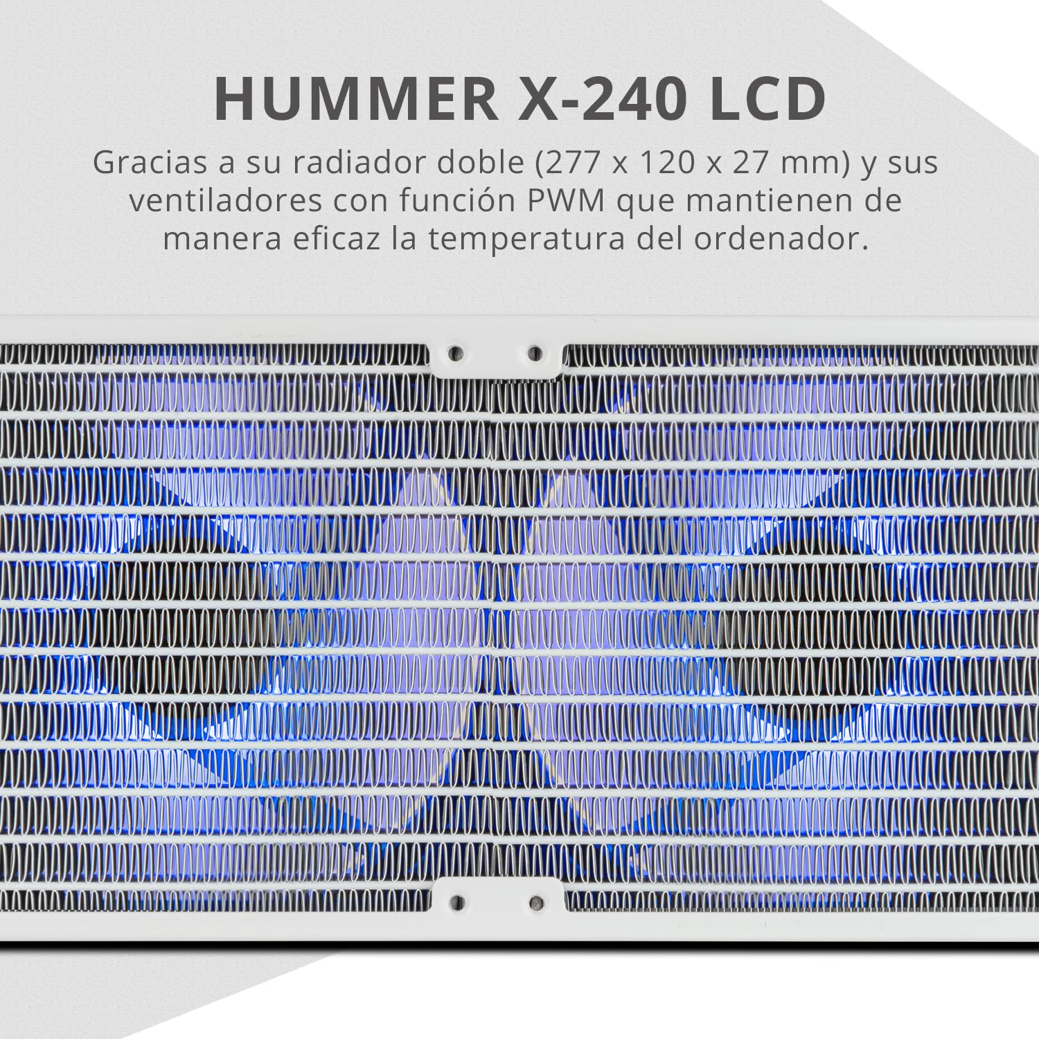 NOX XTREME PRODUCTS X-240 LCD WHITE - Raffreddamento a liquido ARGB con display LCD personalizzabile, Intel e AMD, 2 ventole da 120 mm, controllo PWM, pompa in rame, doppio radiatore alluminio, bianco
