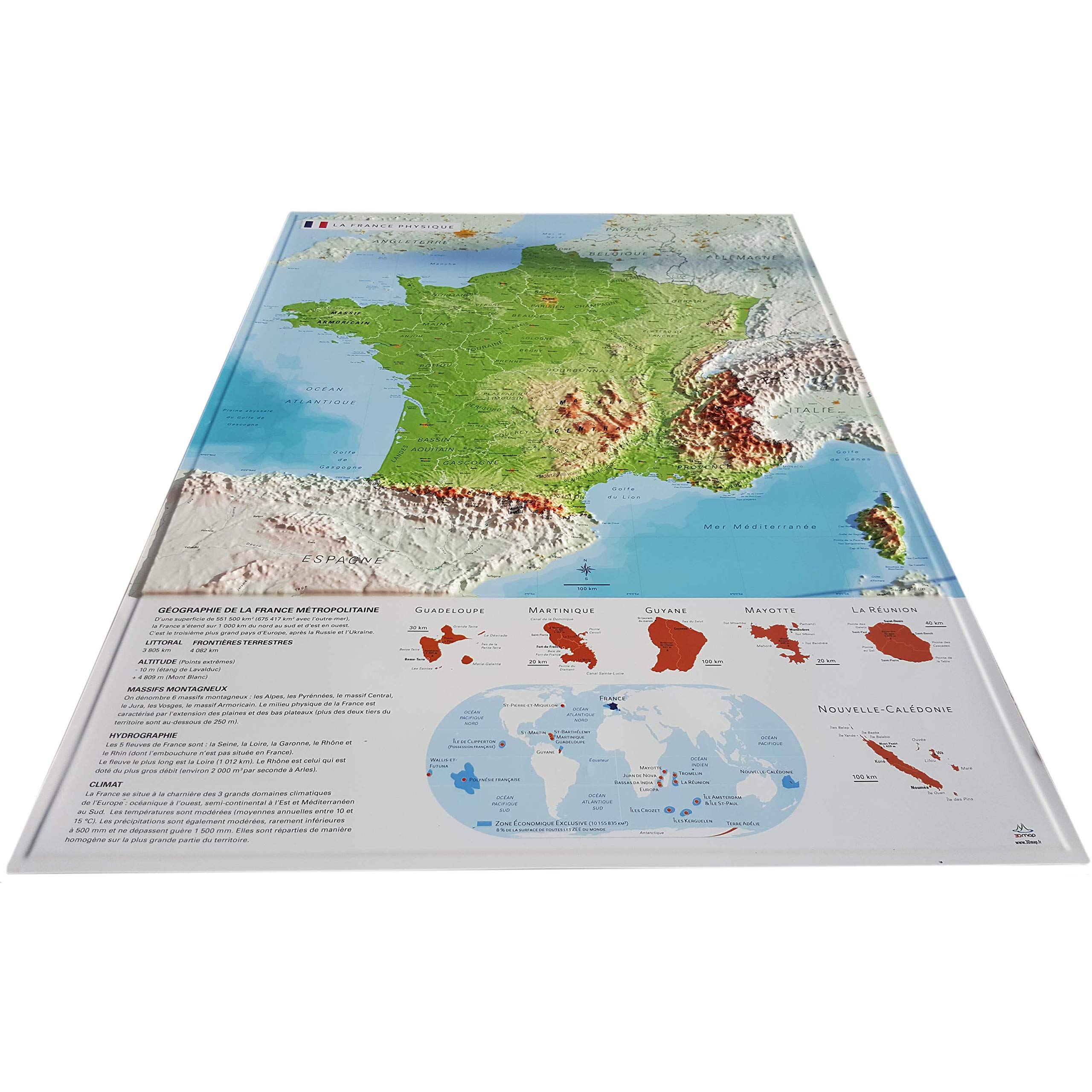 CARTE EN RELIEF DE LA FRANCE PHYSIQUE