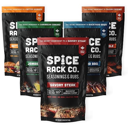 Spice Rack Co. BBQ Seasonings And Rubs - Smoking & Grilling Spices and Seasonings Sets, Grilling Accessories & Smoker Accessories, Birthday Gifts For Him, Mens Birthday Gifts For Men (5 Pack)