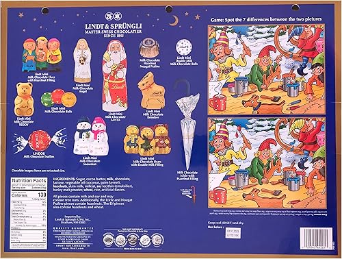 Miniatura 2 de Lindt Calendario de Adviento 2022 de chocolates surtidos para Navidad, 10.2 onzas