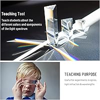 Vista 6 de Juego de prismas de cristal equiláteros de 3 piezas, 1, 2 y 4 pulgadas de longitud, prisma triangular de cristal, prismas ópticos, enseñanza