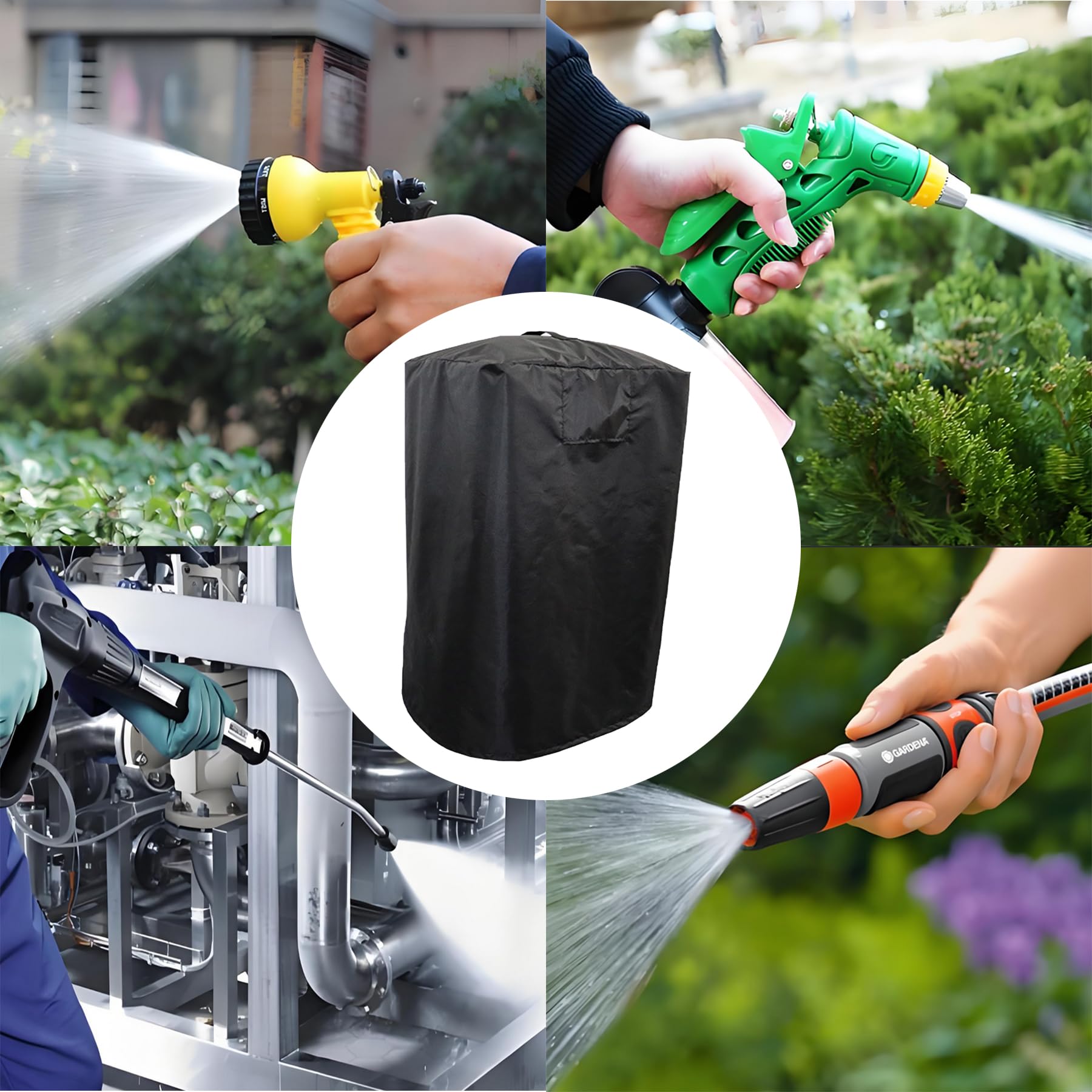 Housse de protection pour nettoyeur haute pression - 87 x 45 x 45 cm - Résistante aux intempéries - Pour nettoyeur haute pression électrique - Noire - Avec poignée supérieure - Accessoires d'extérieur