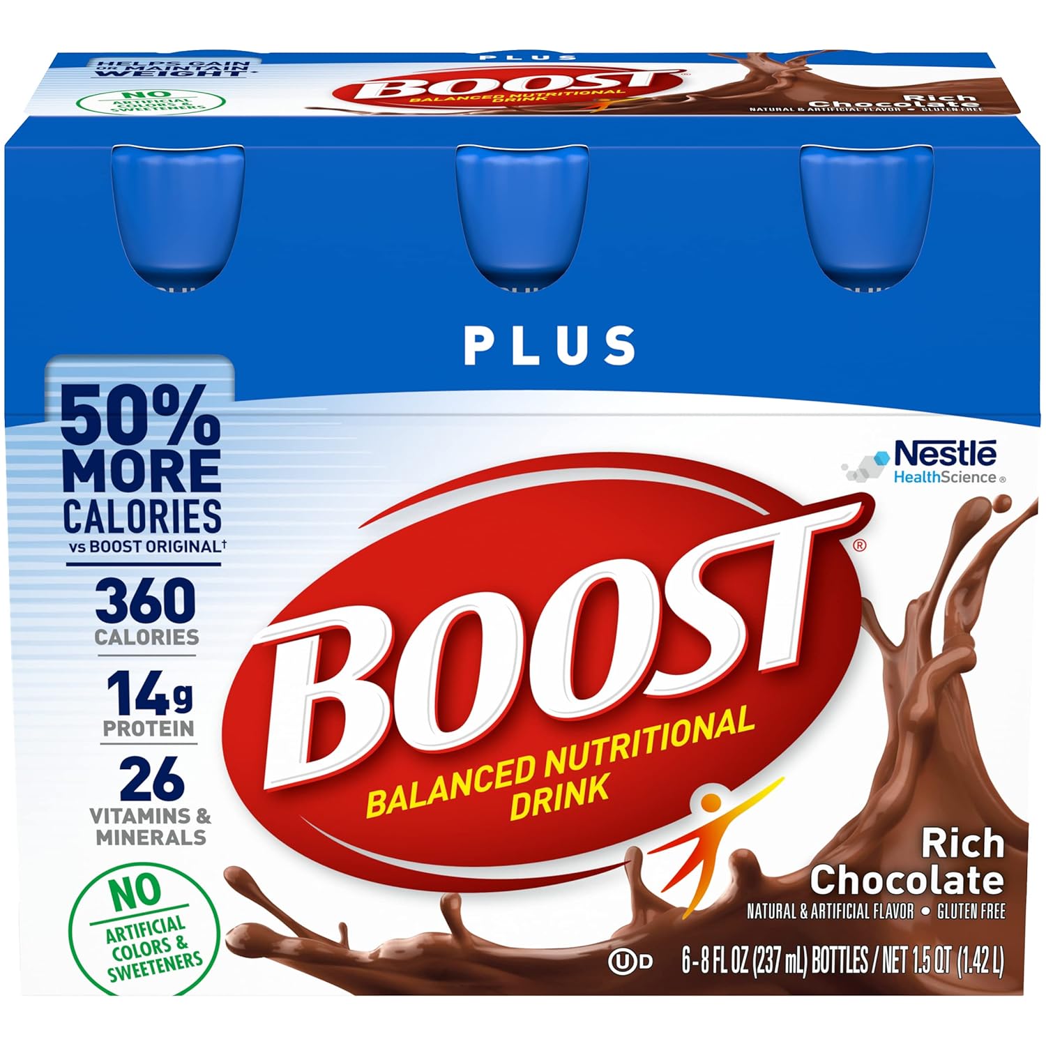 Boost Plus Complete Nutritional Drink (Vanilla + Chocolate, 8 Fl Oz (Pack of 2))