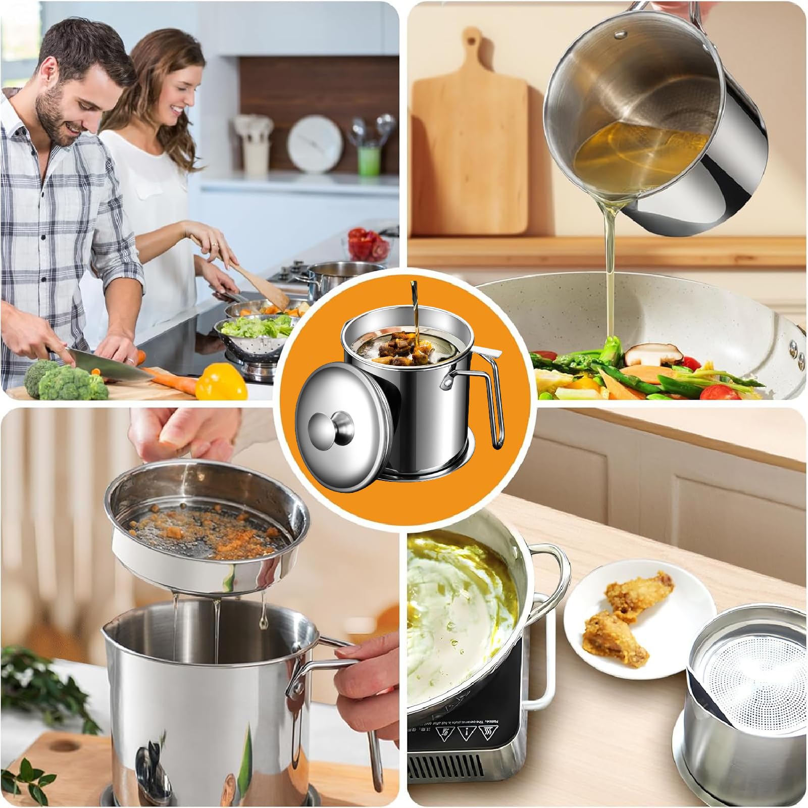 Amazon | SensaBliss オイルポット 油こし器 1.4L 304ステンレス