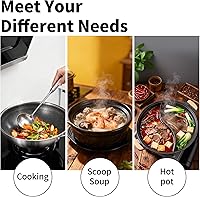 Vista 6 de TBWHL Cucharón de Sopa de Metal 34 cm de Acero Inoxidable 304 con Mango Largo - Cucharón de Cocina Profesional con Mango Ergonómico y Equilibrio